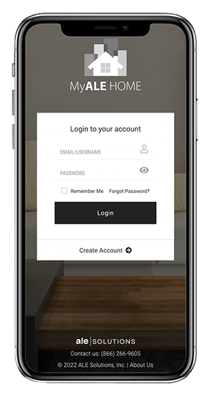 Official MyALE HOME mobile app login screen