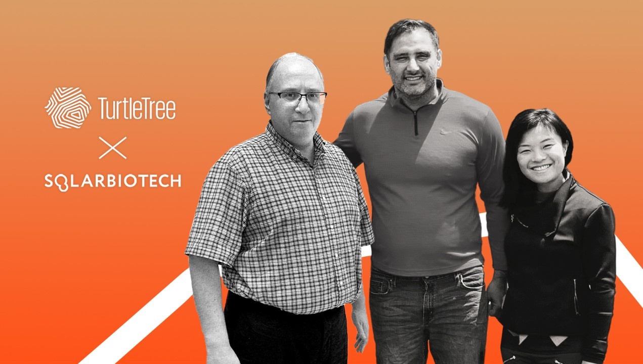 Alex Berlin at left with TurtleTree co-founders Max Rye and Fengru Lin in a 2021 partnership image