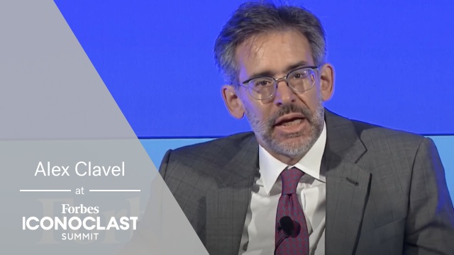 Alex Clavel speaking at Forbes Iconoclast, in the Vision Fund’s official 2025 event graphic
