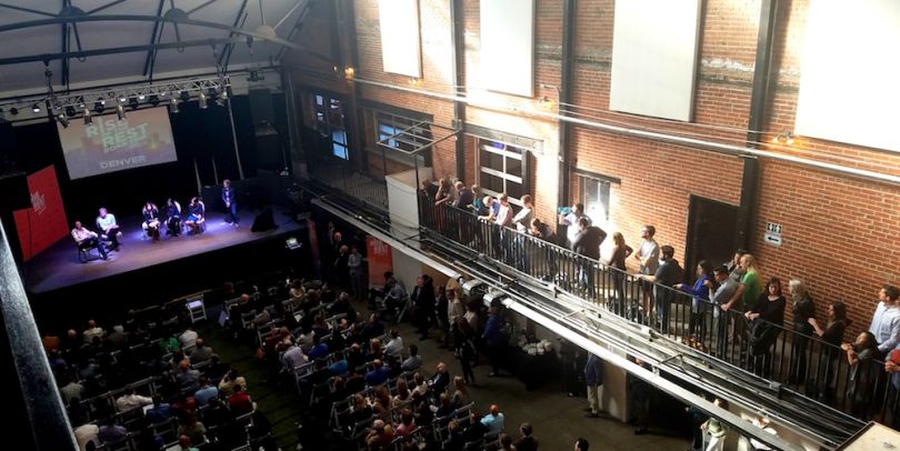 An audience watches the 2016 Rise of the Rest pitch event in Colorado