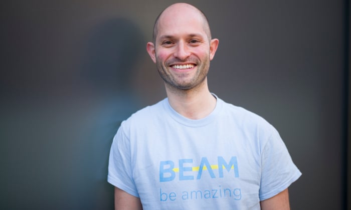Alex Stephany wearing a Beam T-shirt in an early press photograph