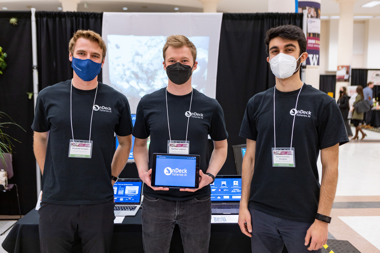 Alexander Dungate, Matthew Leighton, and Sepand Dyanatkar at the 2022 Dempsey Startup Competition