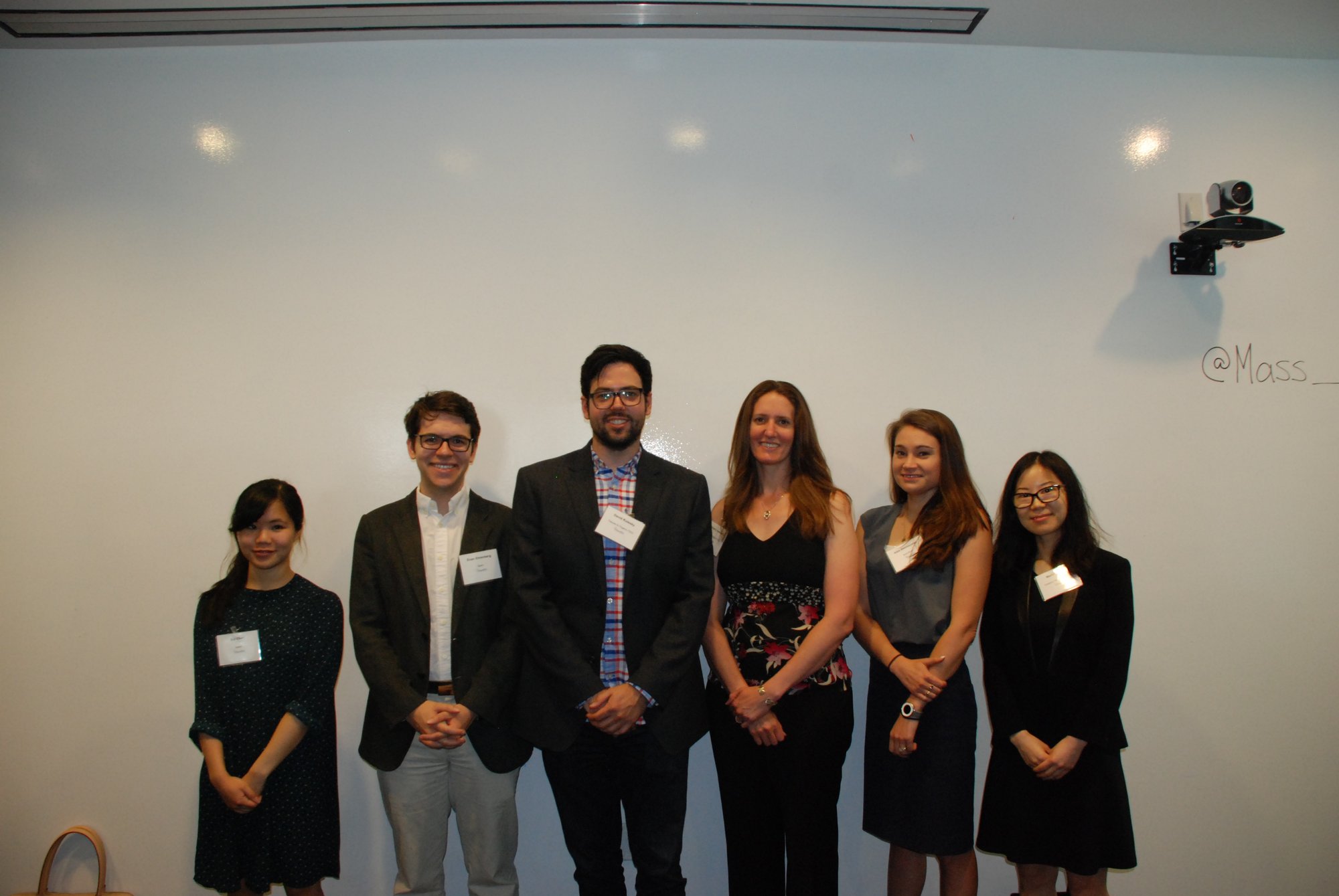 Six entrepreneurs at the July 2016 MassCONNECT showcase, with Alex Zimmerman second from right.