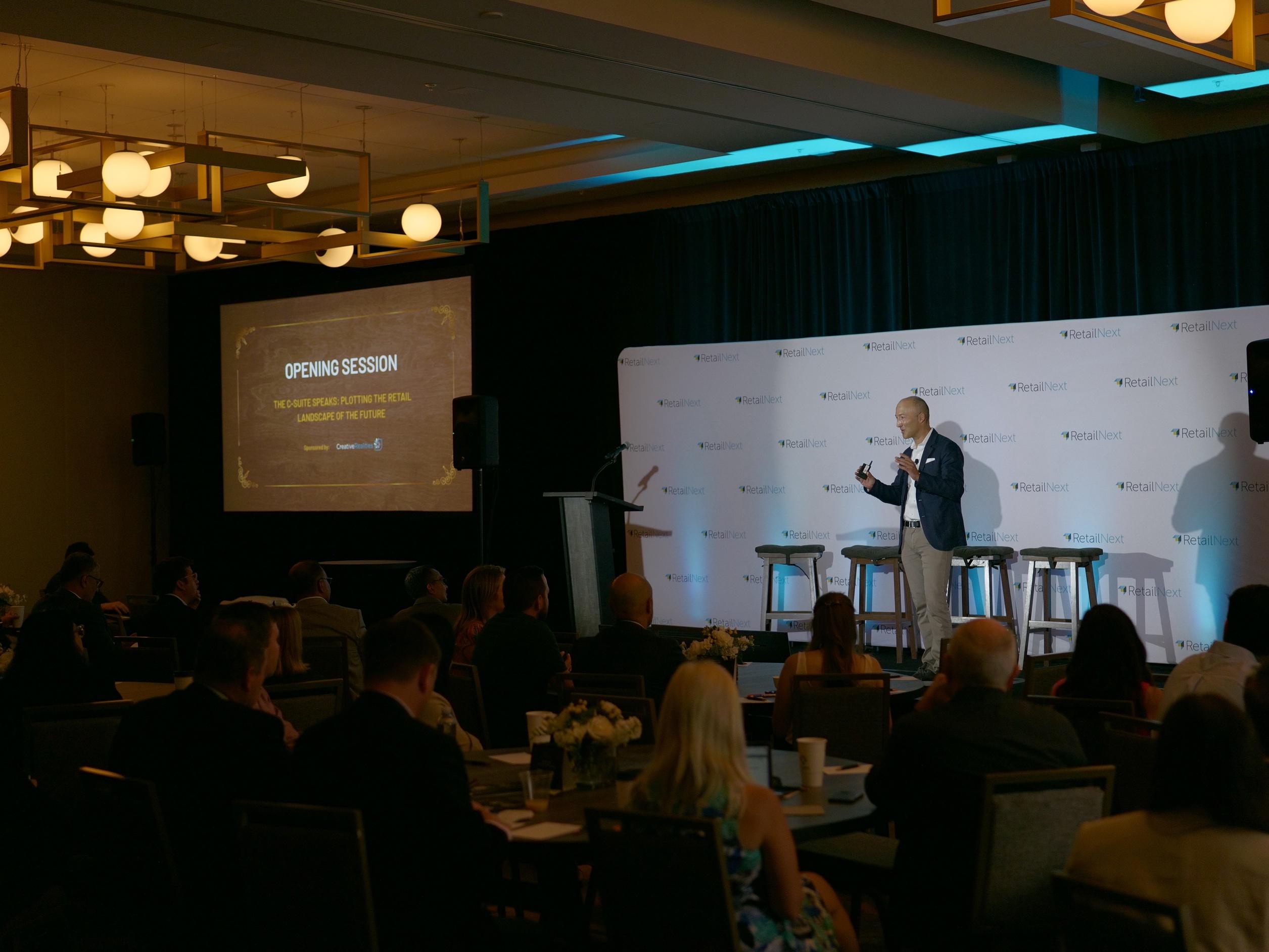 Alexei Agratchev speaking to attendees at RetailNext’s 2023 Executive Forum