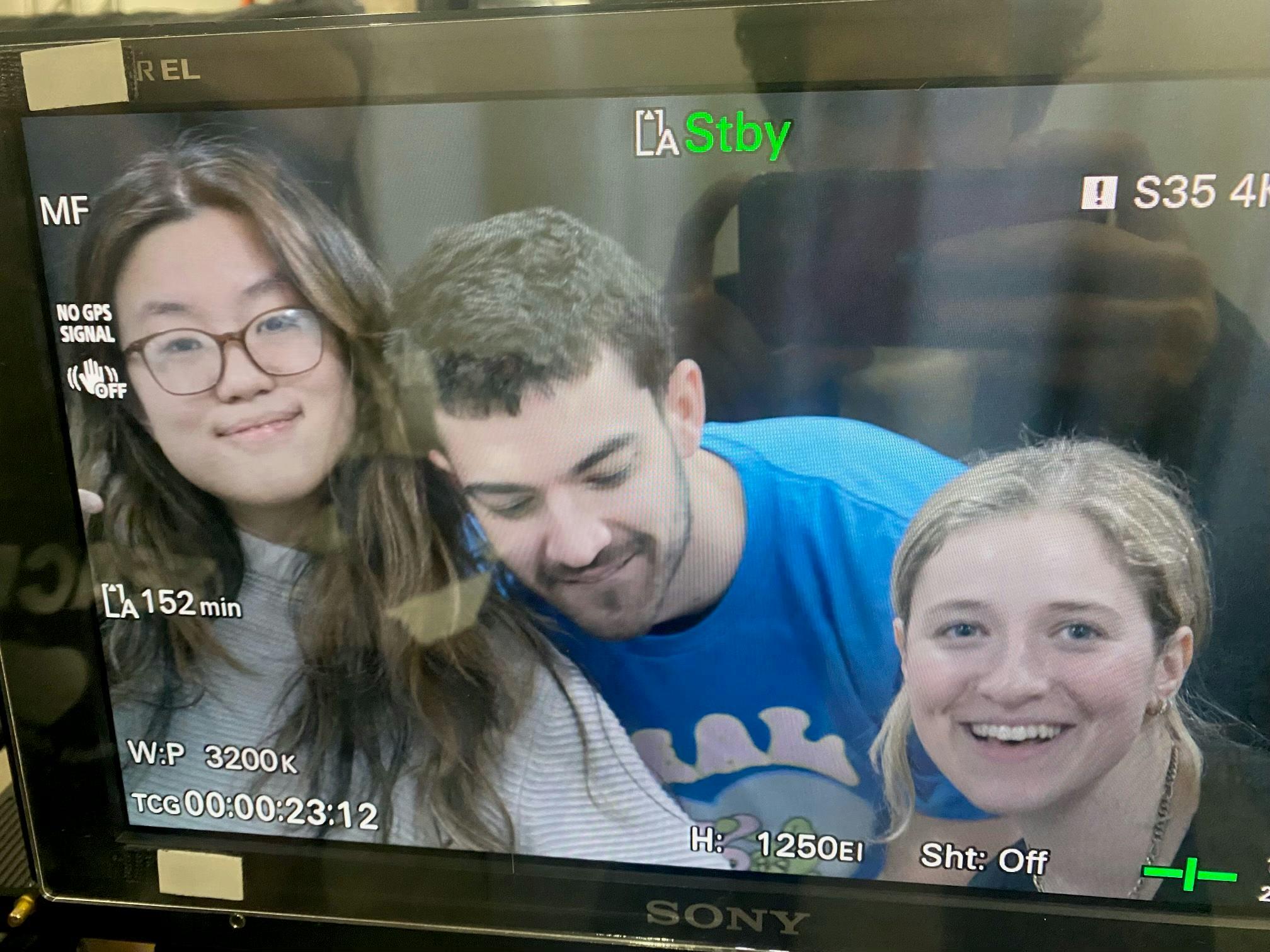 Alice Ma, Adam Faze, and Devin Lewtan together on a production monitor