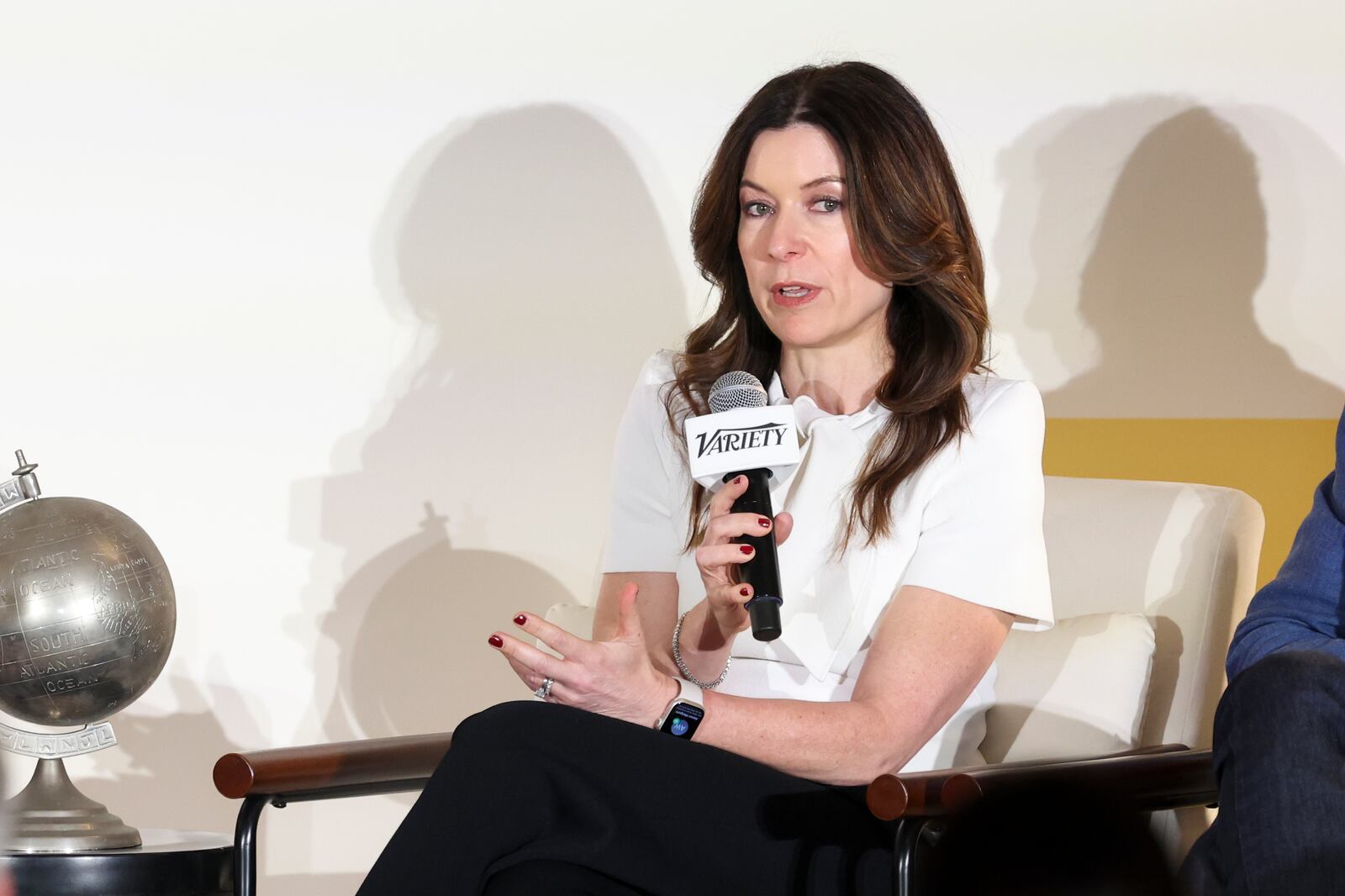 Alisa Bowen speaking into a microphone at Variety's Entertainment and Technology Summit in Los Angeles
