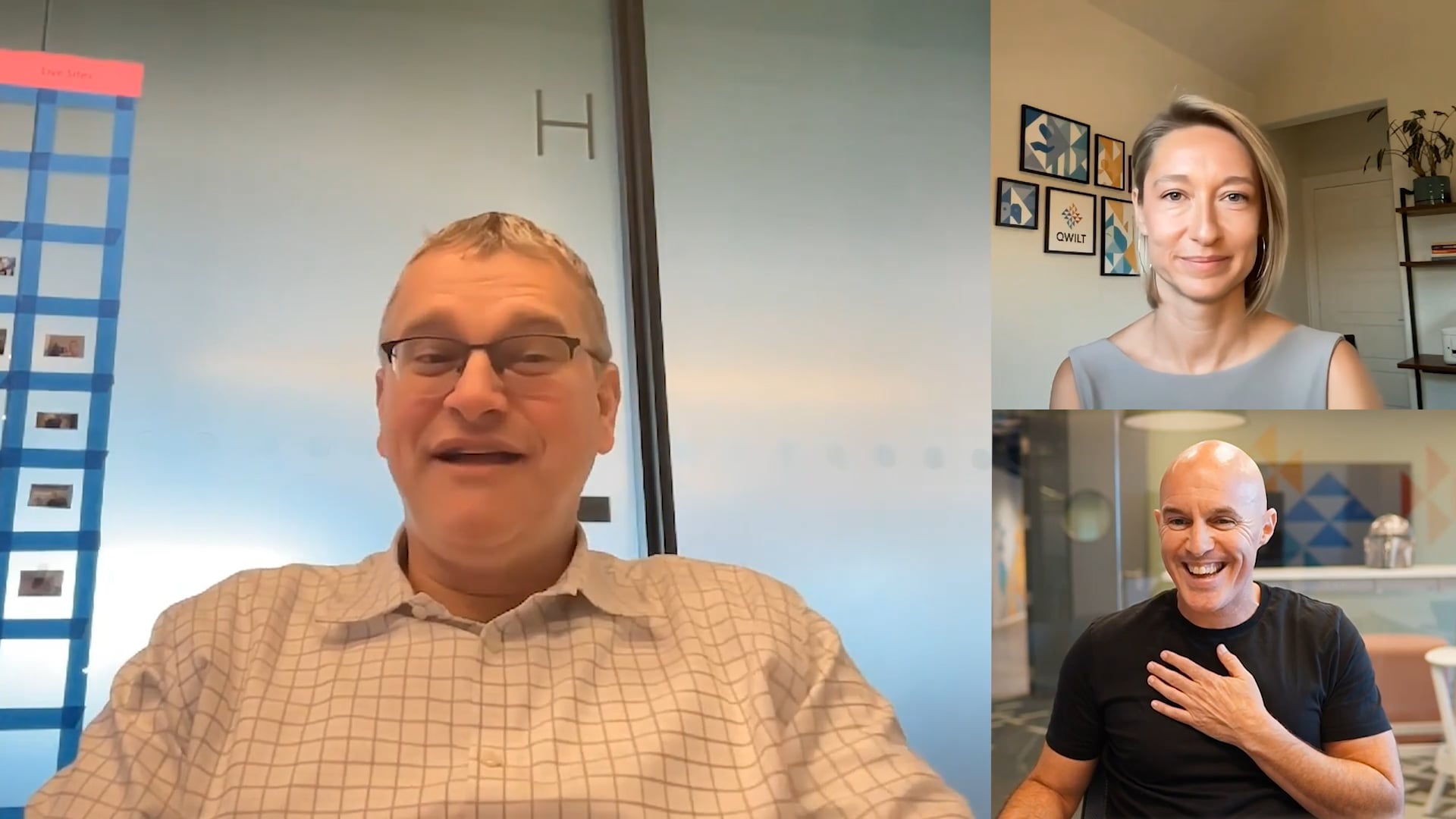 Elad Nafshi, Lisa Aussieker and Alon Maor in a video interview about Qwilt’s Comcast partnership