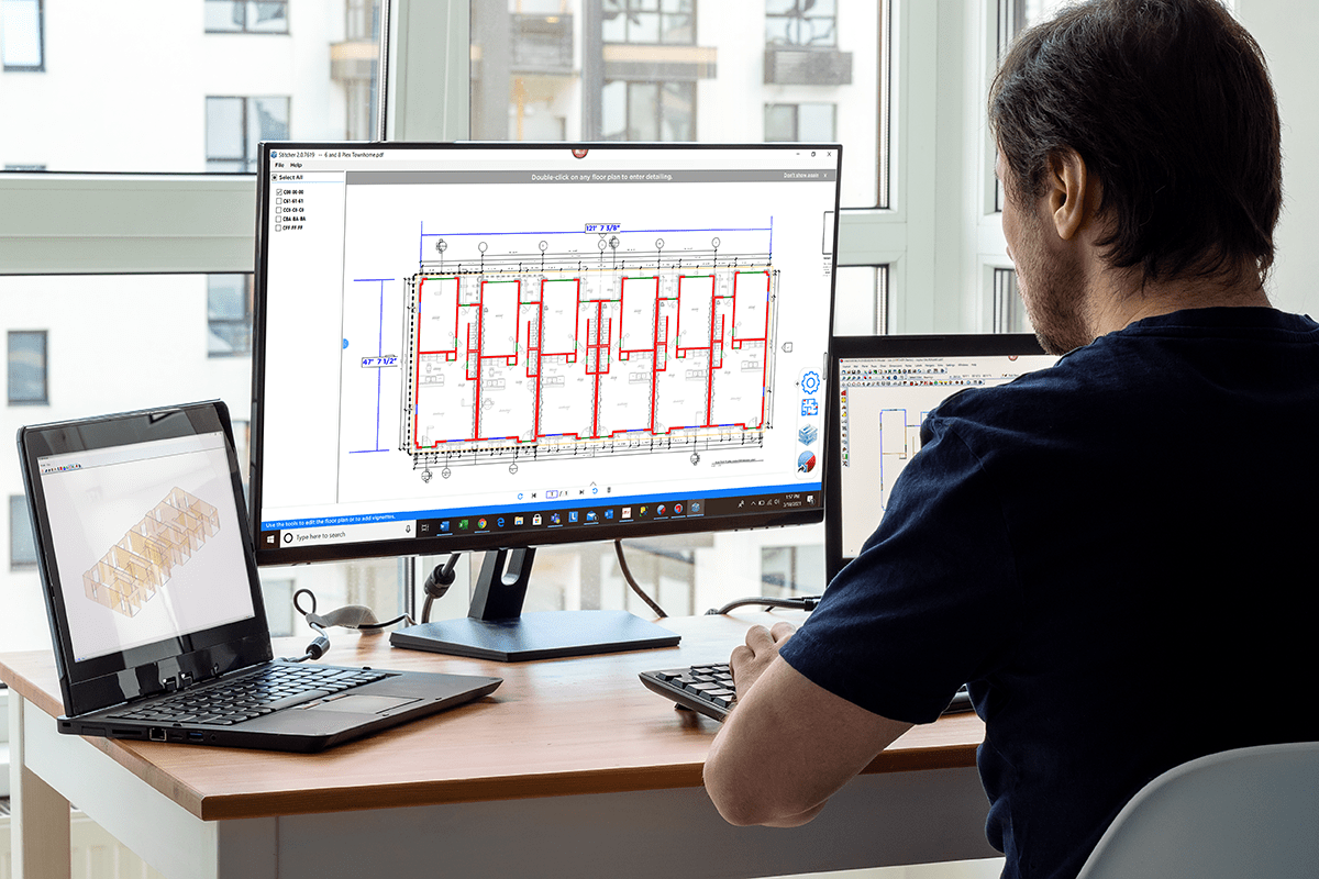 STITCHER software being used at a workstation, from Alpine’s United Southwest Components customer material