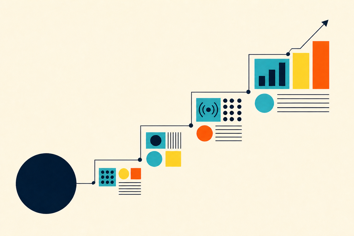 Abstract Swiss-style composition of modular businesses ascending from a pool of patient capital