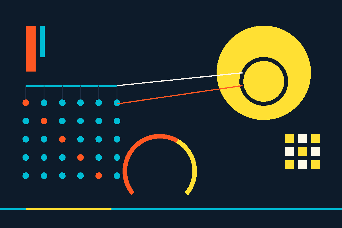 Swiss-style graphic of sensor nodes, data streams and a factory intelligence hub