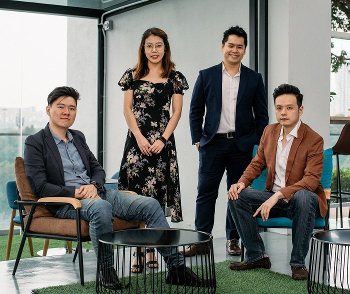 HealthMetrics leadership team: Advent Phang, Colleen Toh, Max Thum and Alvin Yuan