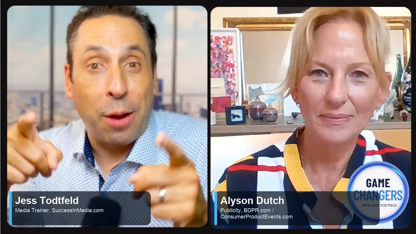 Media trainer Jess Todtfeld and Alyson Dutch in a split-screen video conversation