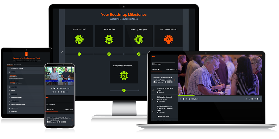 Amazing Selling Machine training displayed on desktop, laptop, tablet and phone