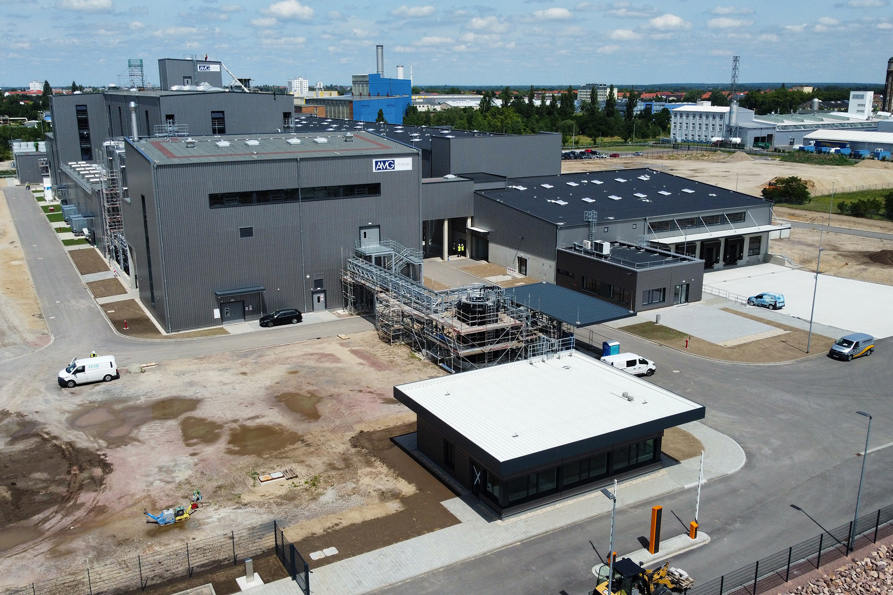 AMG Lithium refinery buildings and construction works at Bitterfeld in June 2024