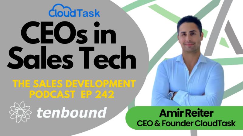 Podcast artwork featuring Amir Reiter in conversation about CloudTask's evolution into a sales talent marketplace