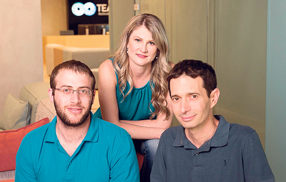 Claroty co-founders Benny Porat, Galina Antova and Amir Zilberstein together in an office
