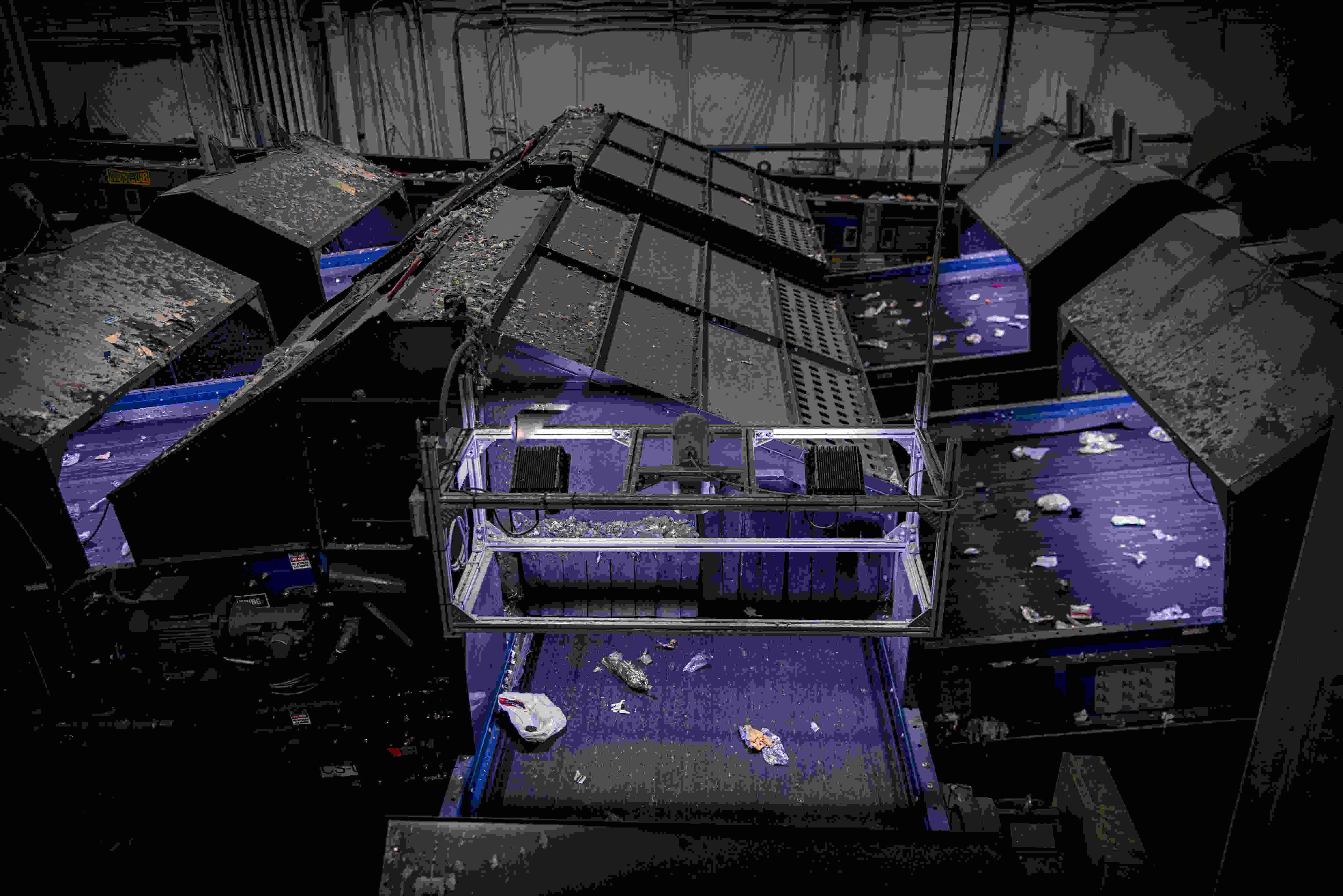 Conveyors and camera-equipped sorting machinery inside AMP’s Cleveland facility