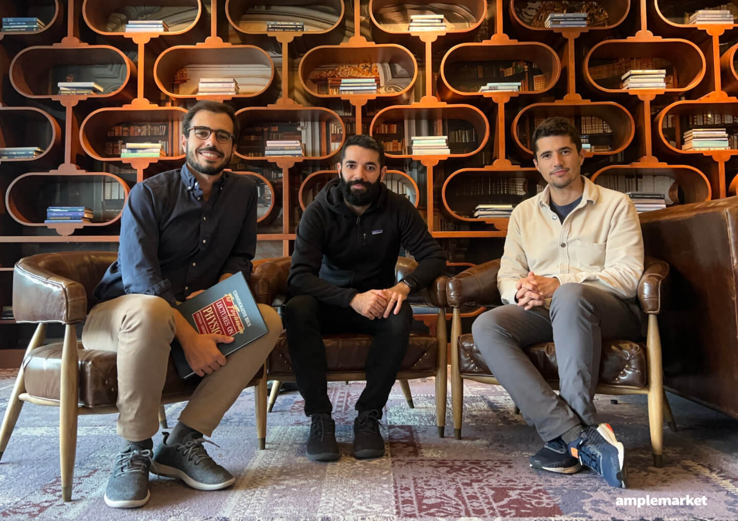 João Batalha, Luís Batalha and Micael Oliveira, co-founders of Amplemarket