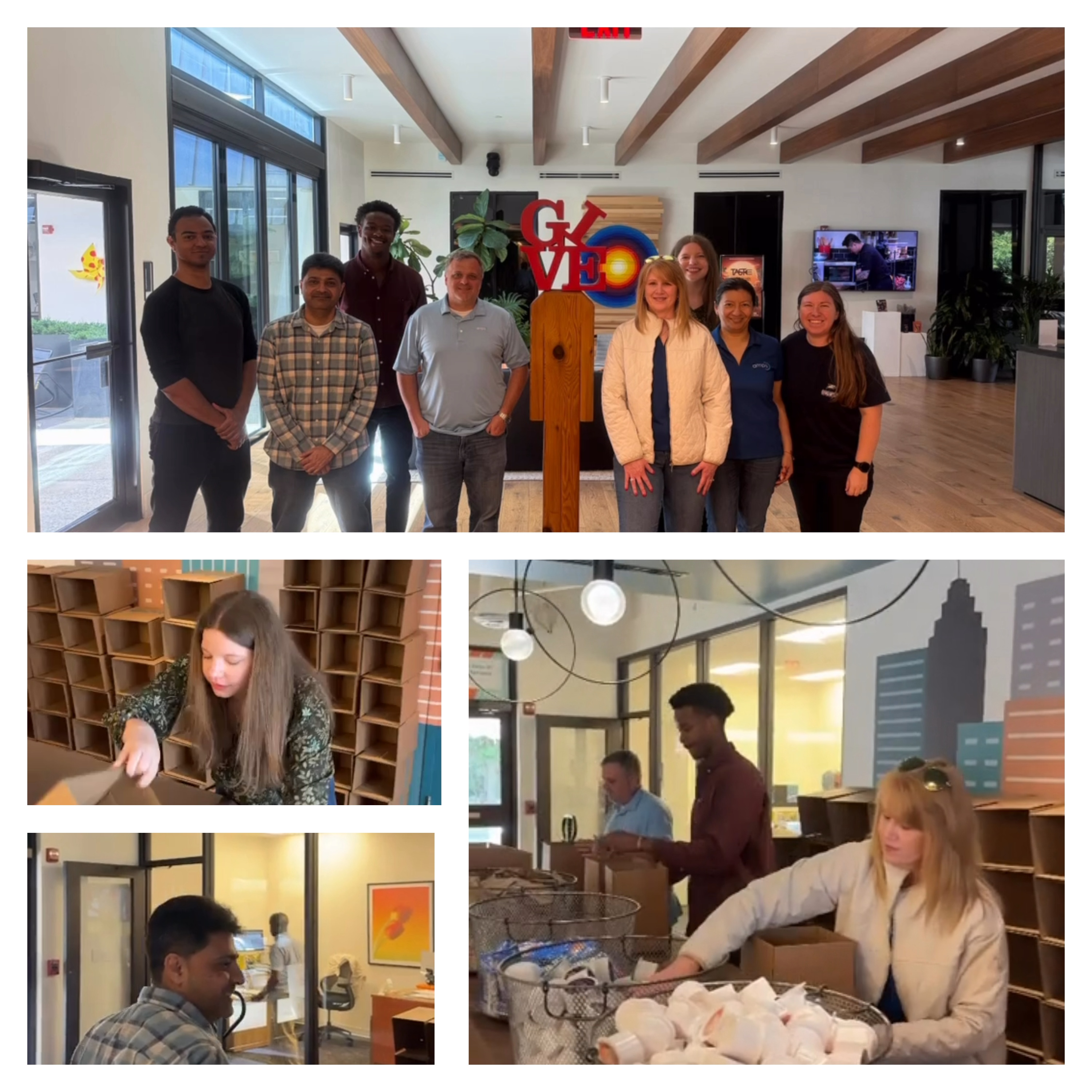AMPS Atlanta team volunteering and packing supplies at Meals on Wheels Atlanta