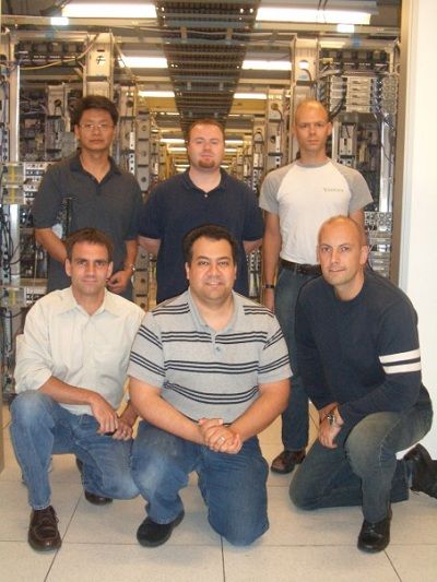 Amr Awadallah seated with colleagues at a Yahoo data center