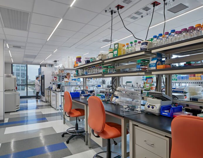 Laboratory benches and equipment at SmartLabs, 40 Guest Street, Boston