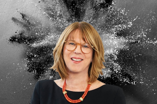 Amy Binder wearing glasses and a red necklace, in the press portrait accompanying PRWeek’s 2020 Hall of Femme recognition