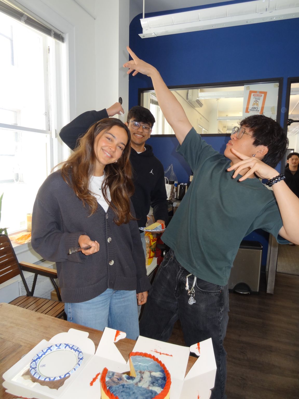 Colleagues gathered informally in Corgi's San Francisco office
