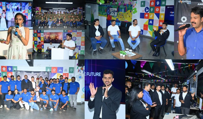 Collage of ANB’s Energize 2026 conference in Chennai, with speakers, discussion panels and employee teams