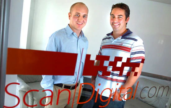 Anderson Schoenrock, left, and Mike Mothner, right, standing together at ScanDigital