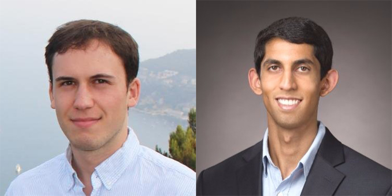 Andrew Bocskocsky, left, and Grata co-founder Nevin Raj, right, in a paired photograph published in 2020