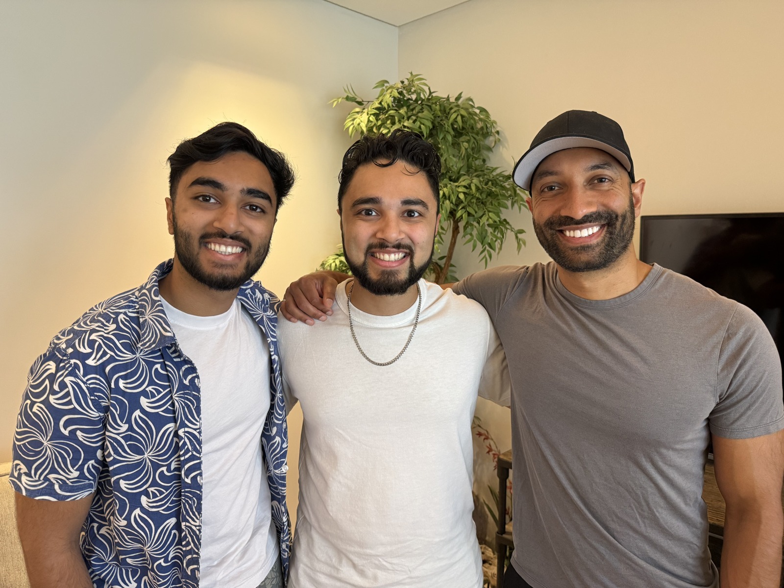 Boardy co-founders Ankur and Abhinav Boyed with Andrew D’Souza, who is standing on the right.