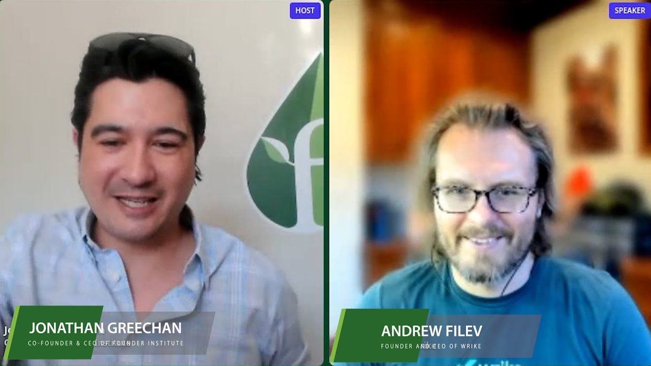 Jonathan Greechan interviewing Andrew Filev at FounderX 2022