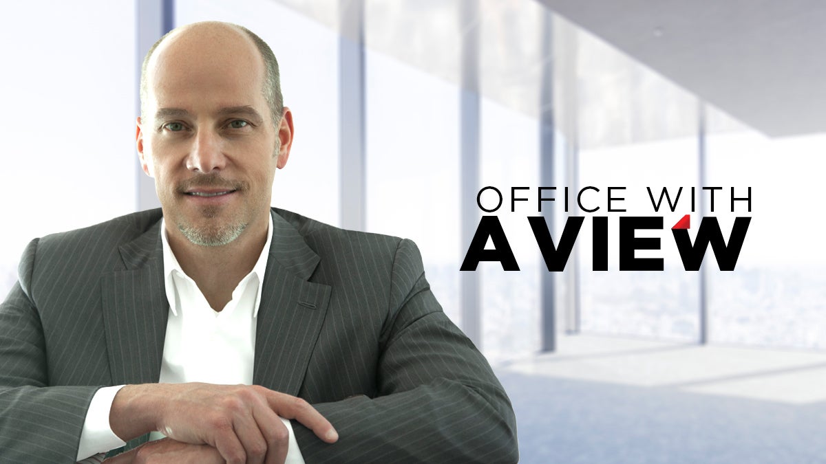 Andrew Pascal seated for his 2023 Office With a View interview