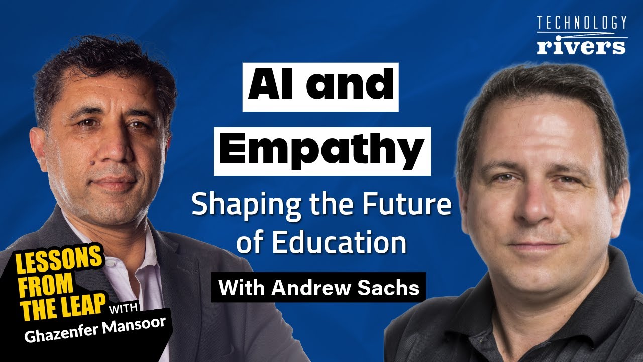 Interview artwork showing host Ghazenfer Mansoor on the left and Andrew Sachs on the right