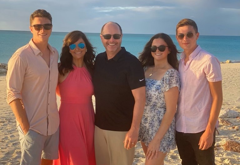 Andy and Shelby Silvernail with their three children beside the sea