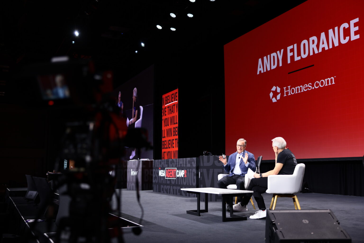 Andy Florance and Gary Keller in conversation on the Mega Agent Camp stage in Austin