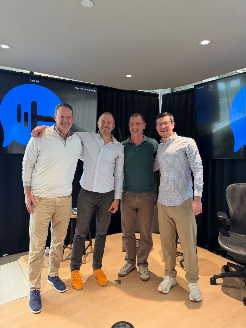 Four CallRail leaders together at the company’s fifteenth-anniversary fireside chat