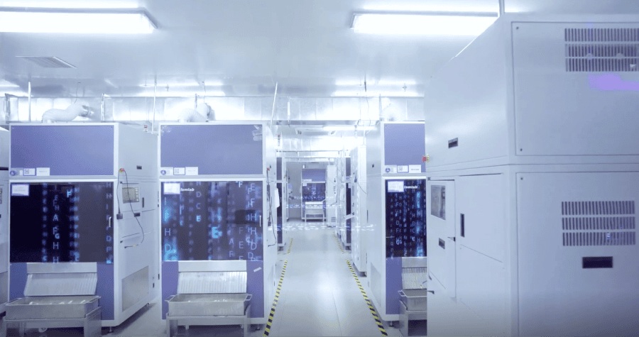 Angel Aligner manufacturing facility interior with industrial production equipment