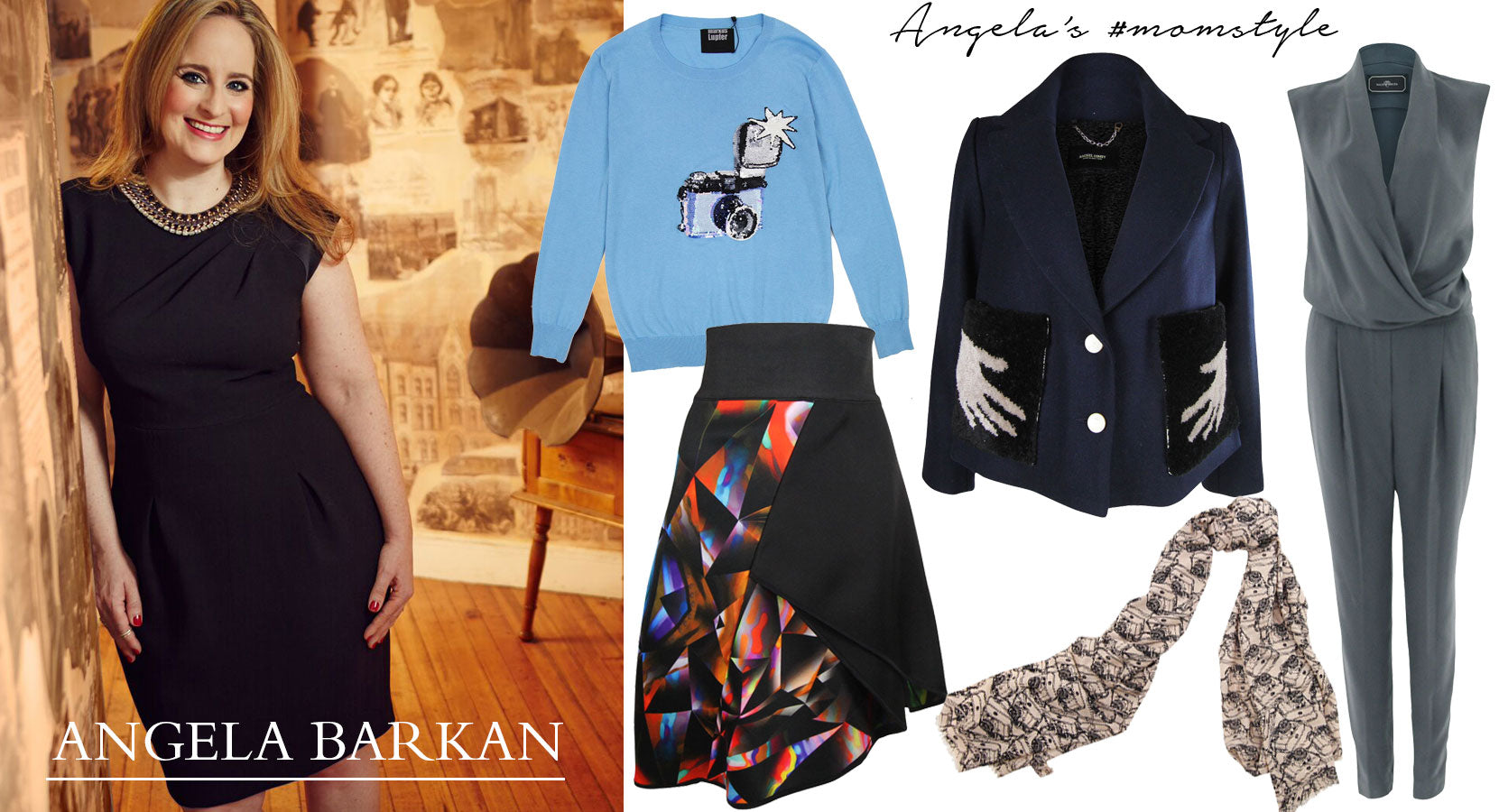 BURU’s 2015 editorial collage pairing Angela Barkan with her clothing selections