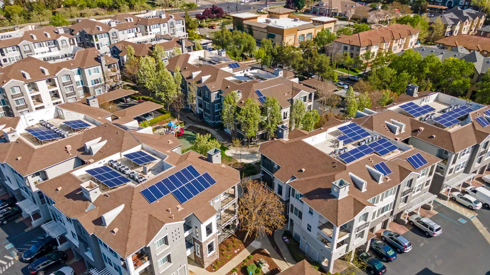 Solar panels installed at Canyon Oaks at Windemere apartment community