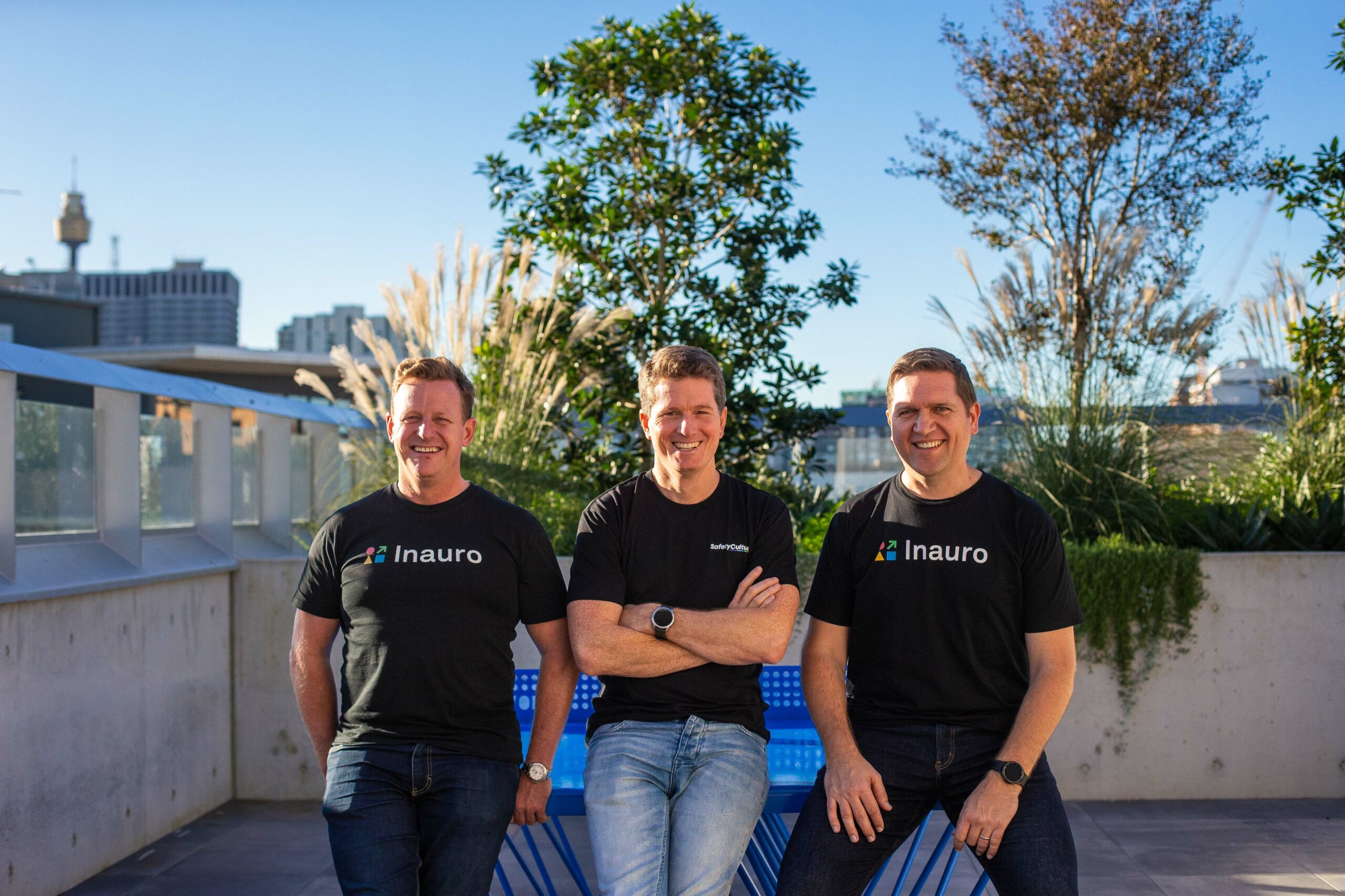 Angus Kennard, Luke Anear and Craig Kesby together outdoors in Sydney