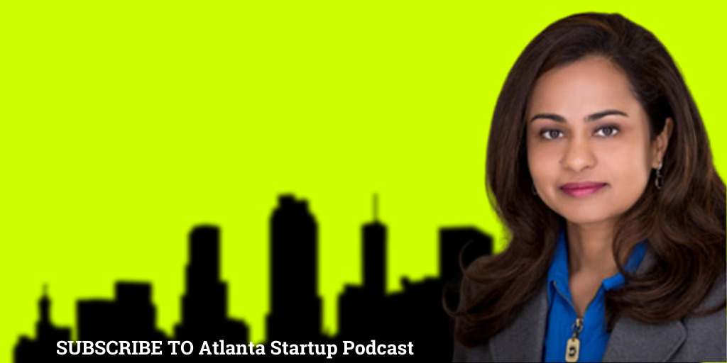 Anju Mathew pictured in an Atlanta Startup Podcast promotional image