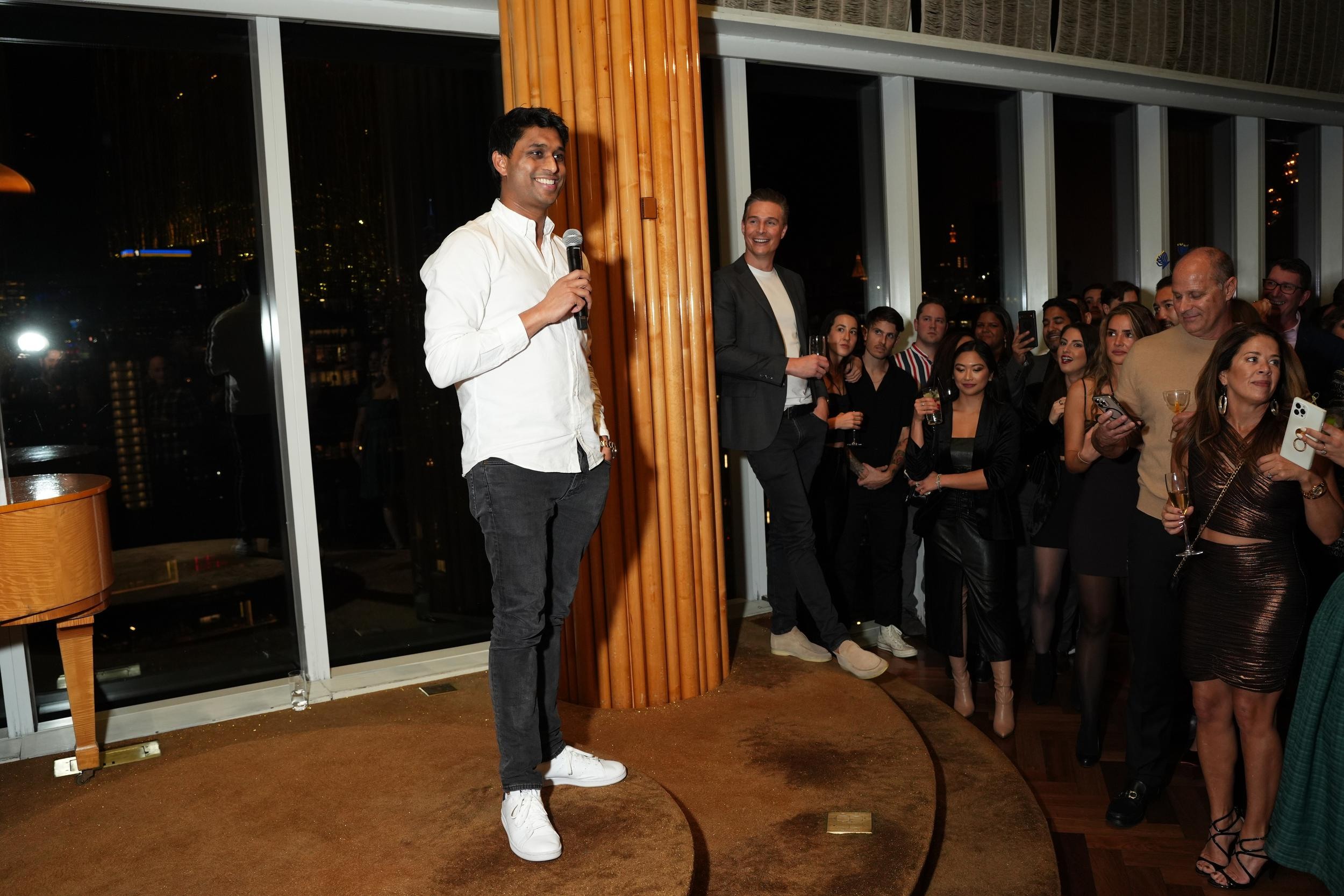 Ankur Jain speaking to an audience at a Kairos event