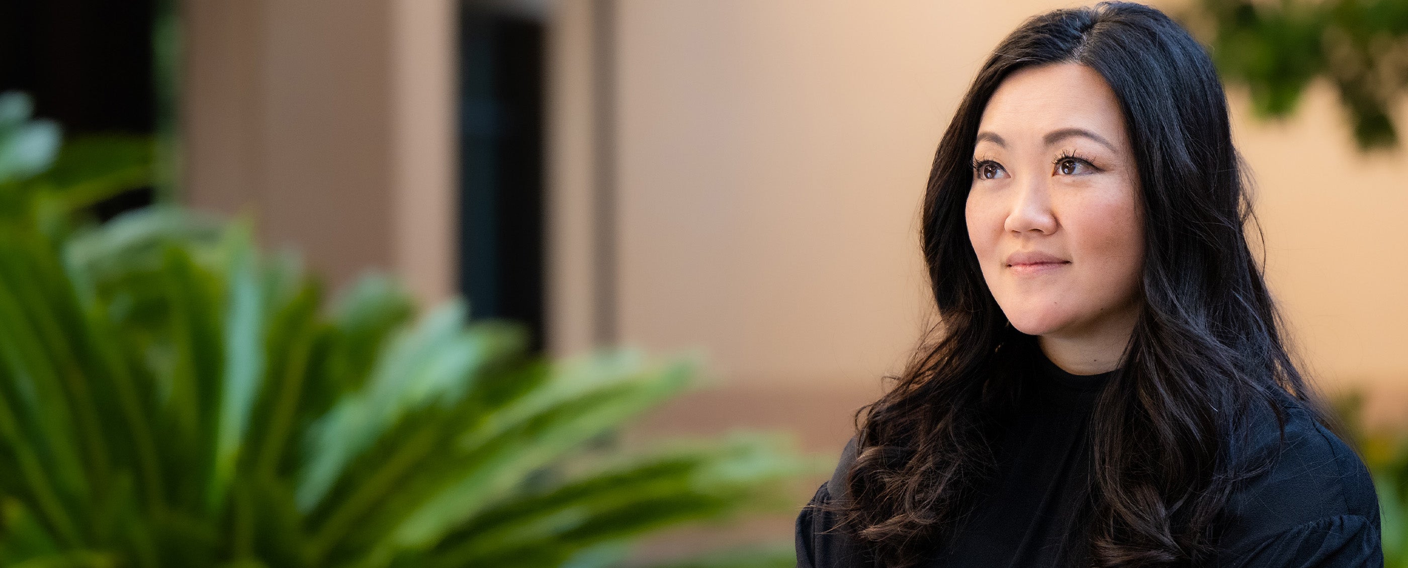 Anna Fang photographed outdoors for Stanford Graduate School of Business