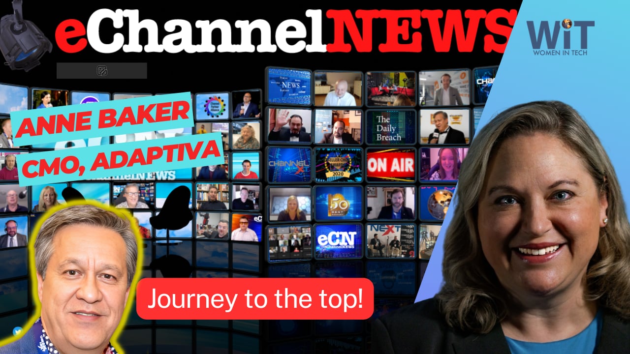 Anne Baker and interviewer Julian Lee in the Women in Tech Interview Series title card