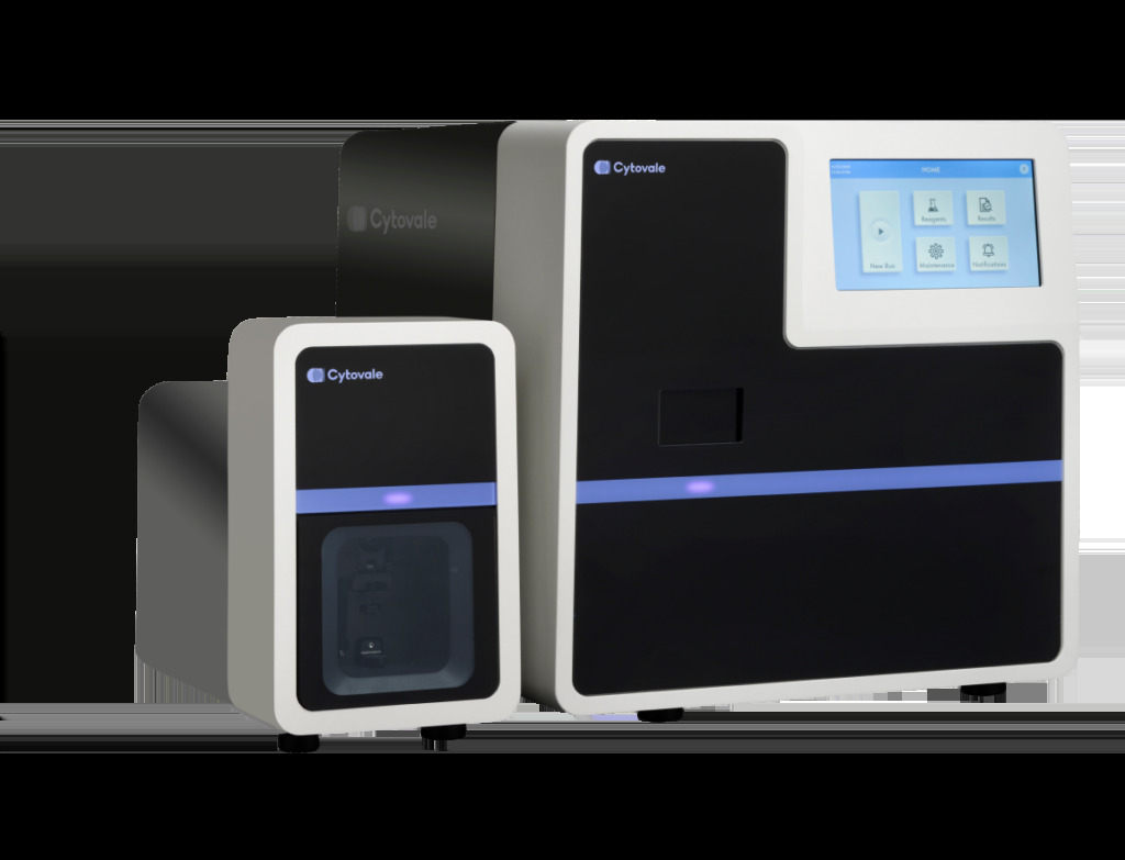Illustration of cells moving through Cytovale's deformability cytometry system