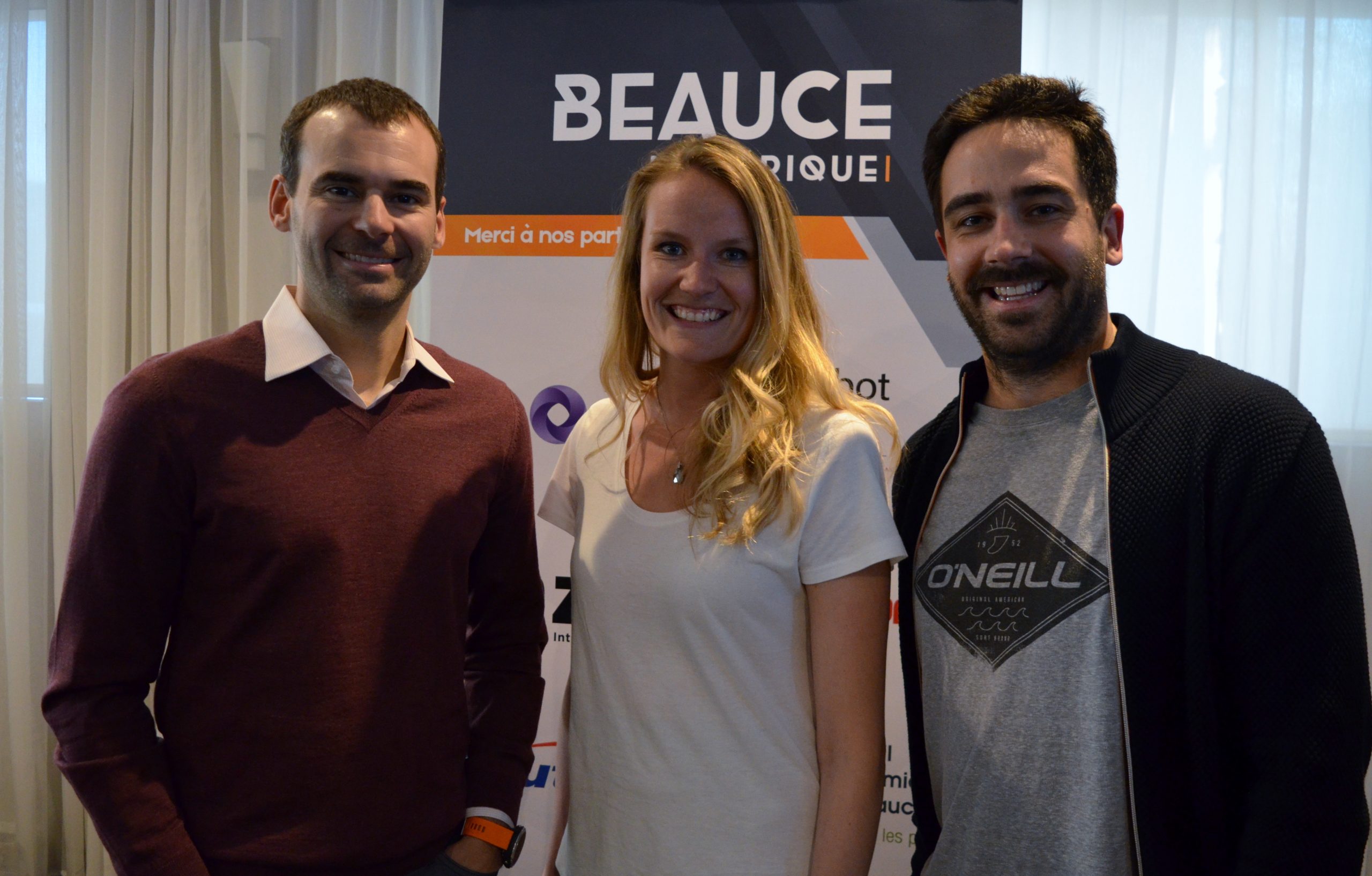 Annie O'Farrell with two Vooban colleagues at a Beauce Numérique event in 2019