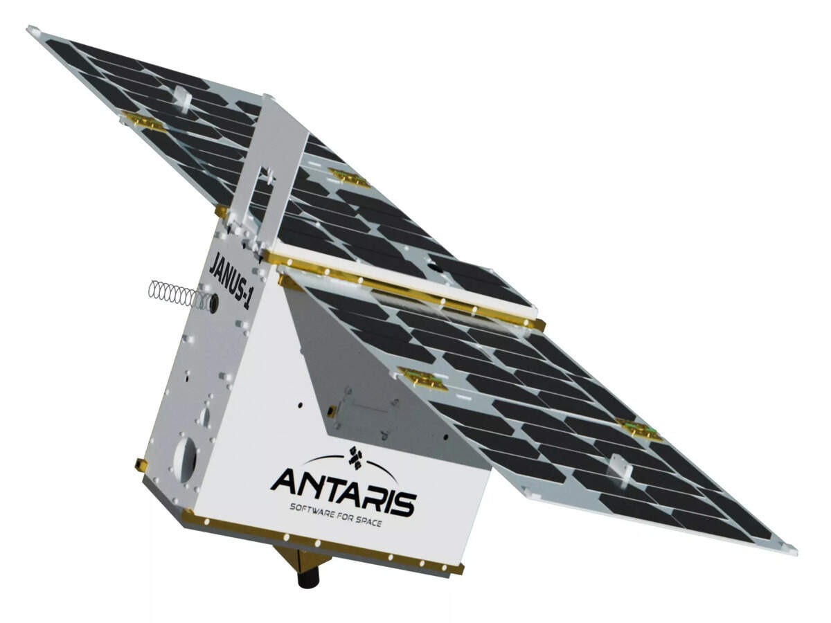 Published image of the JANUS-1 satellite with its solar panels extended