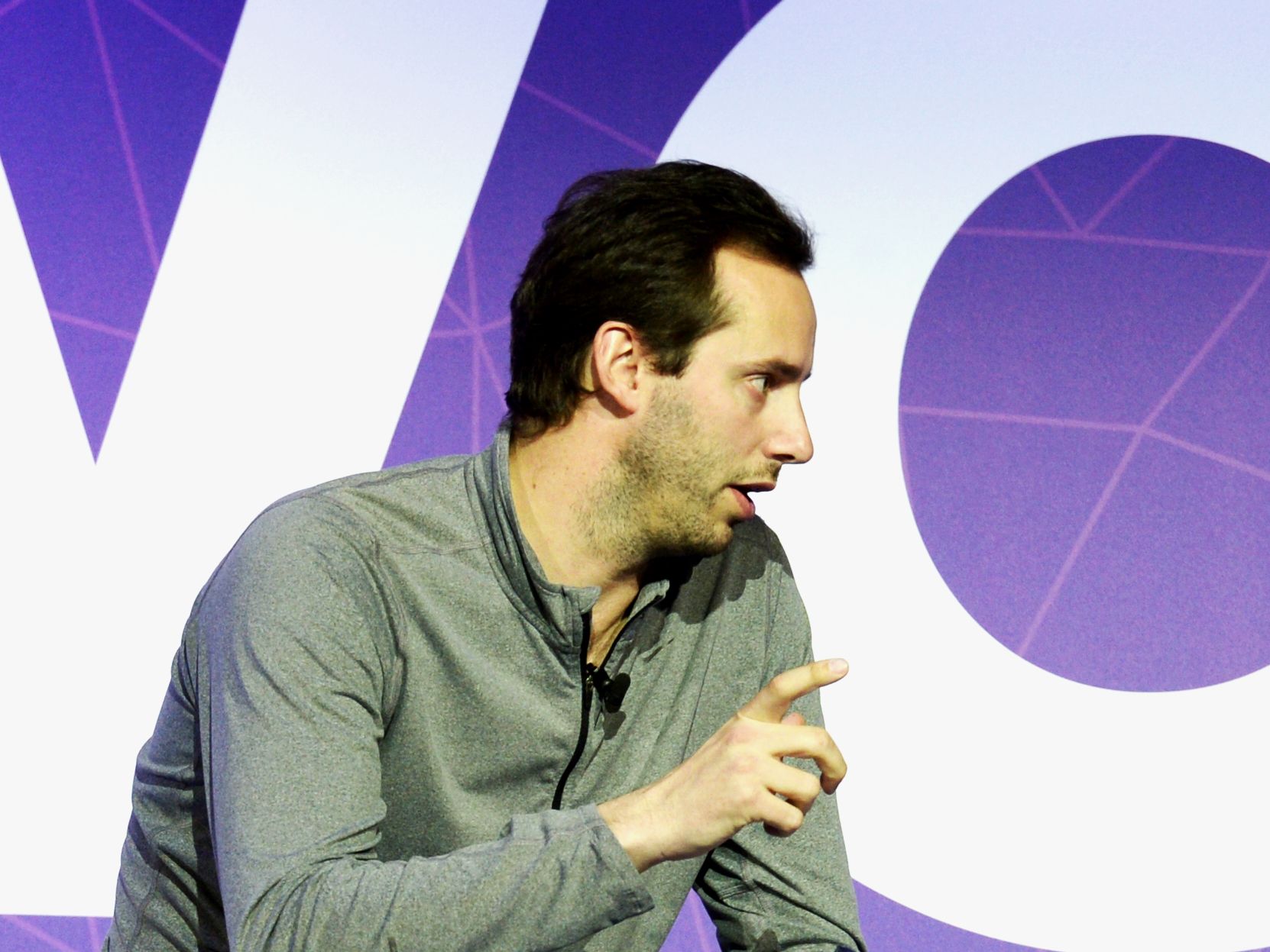 Anthony Levandowski gesturing while speaking at a technology event