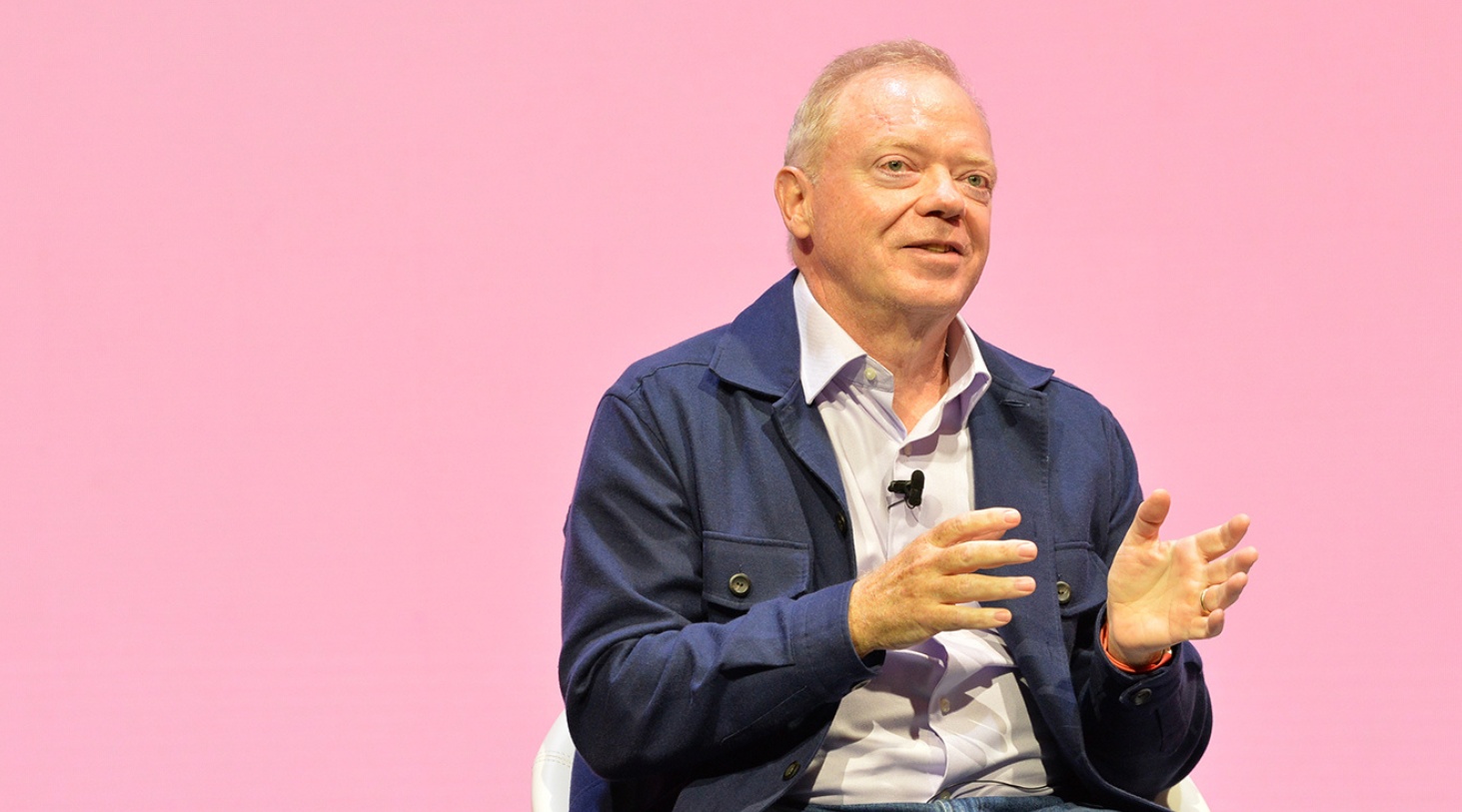 Anthony Wood speaking on stage at the Royal Television Society Cambridge Convention.
